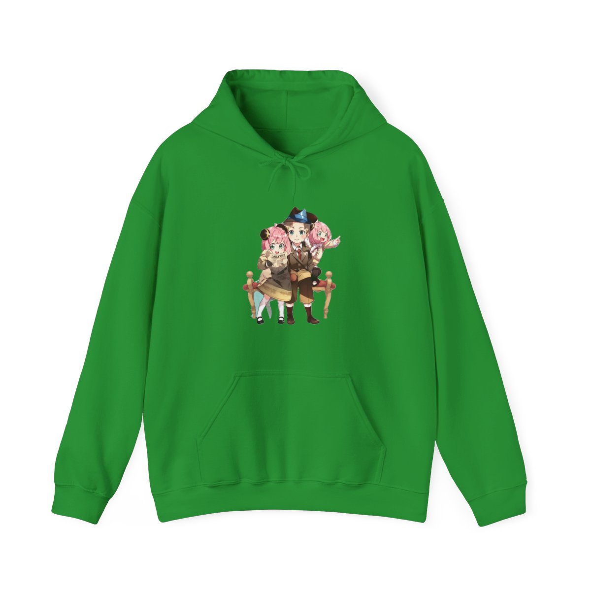 Pink hoodie with a black graphic of two anime characters and the text "SPY×FAMILY" on the back - alternate angle 5, merchandise