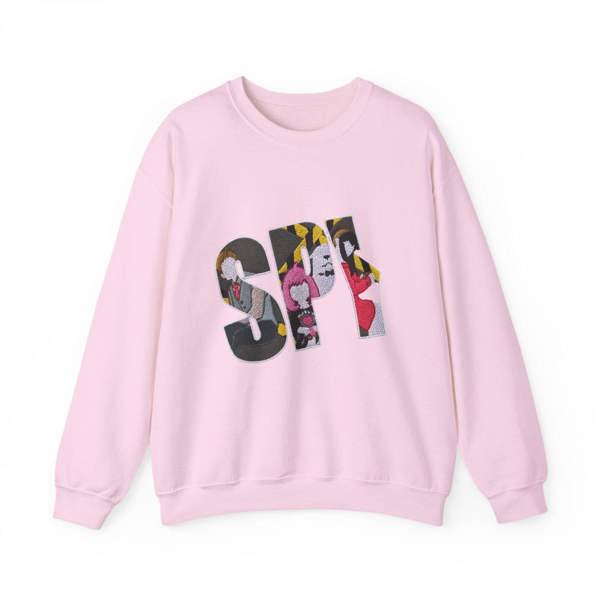 Dark grey Hoodies with the word "SPY" in white, featuring characters from the anime series. The letters are filled with colourful illustrations of the characters, with a yellow and black hazard... - alternate angle 2, merchandise