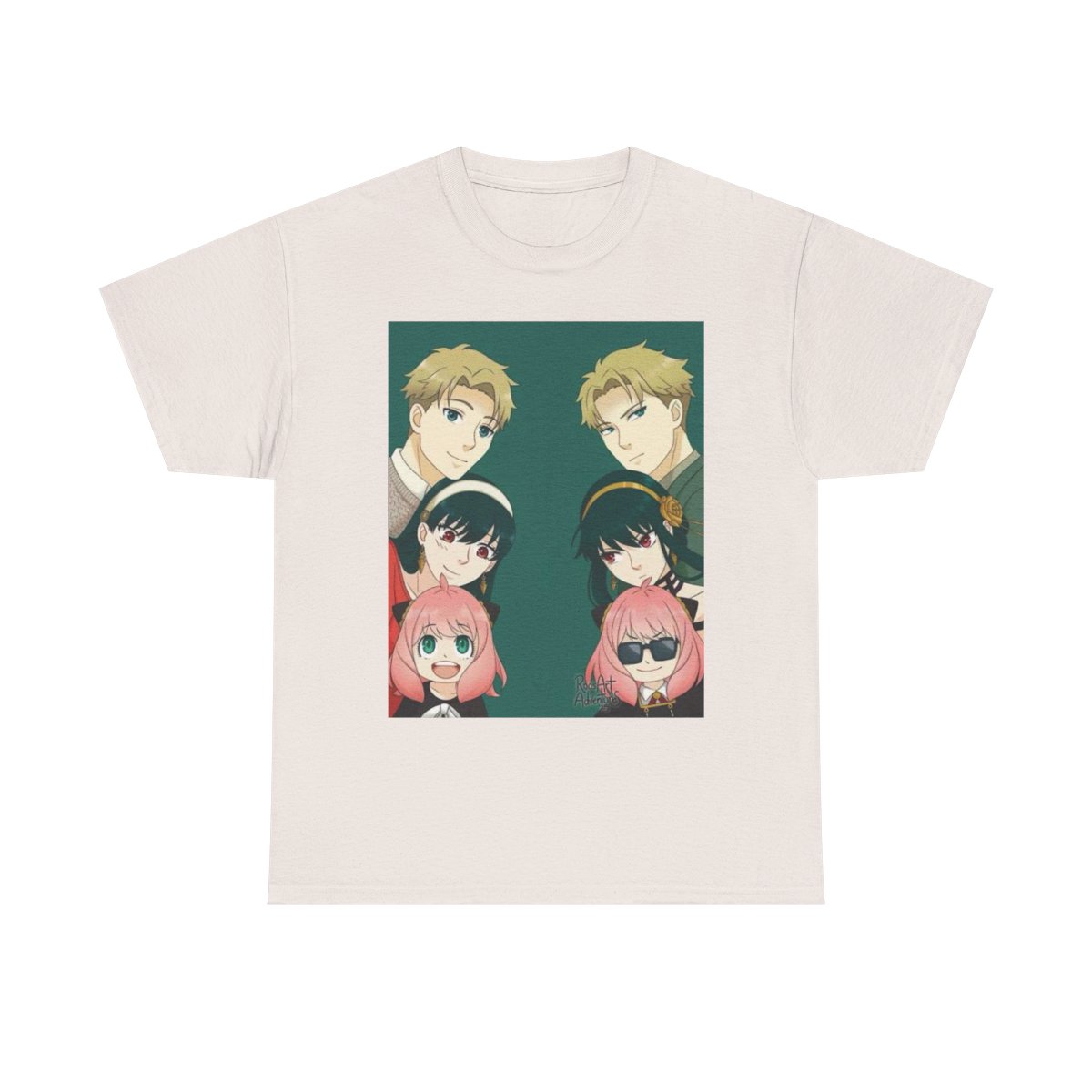 Anime Squad Portrait Tee | Cute Pink-Haired Girl & Blonde Characters Spy x Family - alternate angle 3, merchandise